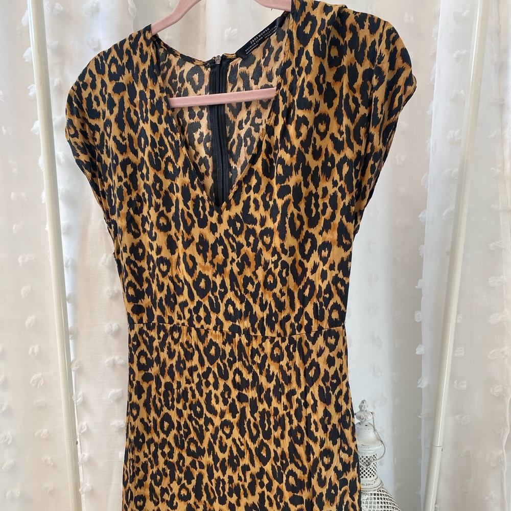 Zara Woman Leopard Print Maxi Dress Size XS